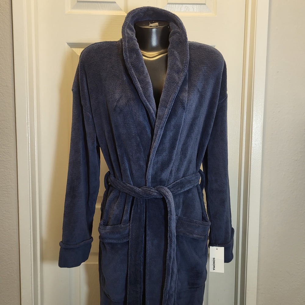 SONOMA Goods for Life Women's Sleepwear Robe Soft, Size M, Deep Navy Blue - Picture 13 of 13
